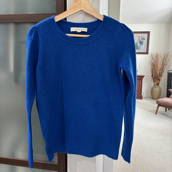 Ann Taylor LOFT Puff Sleeve Sweater - Blue Size XS - Picture 2 of 9